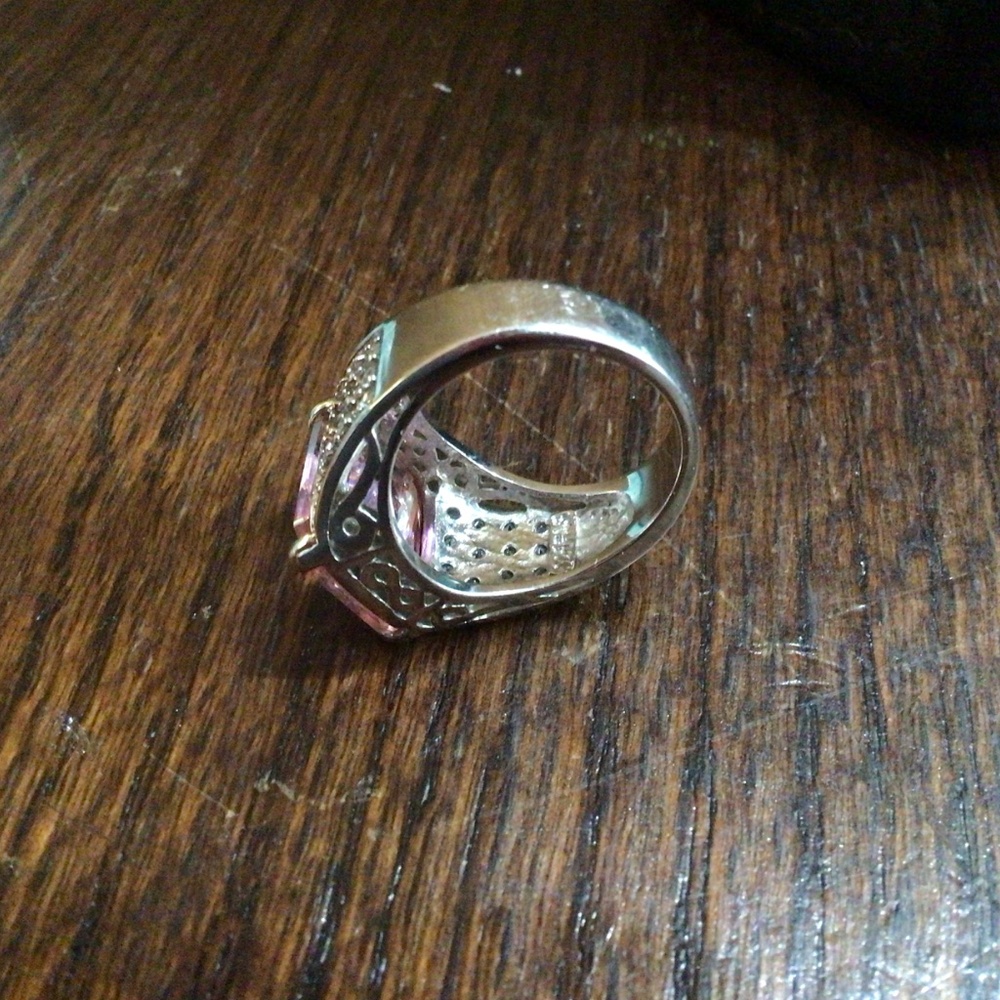 925 Sterling Silver Large Pink Rectangular Stone … - image 8